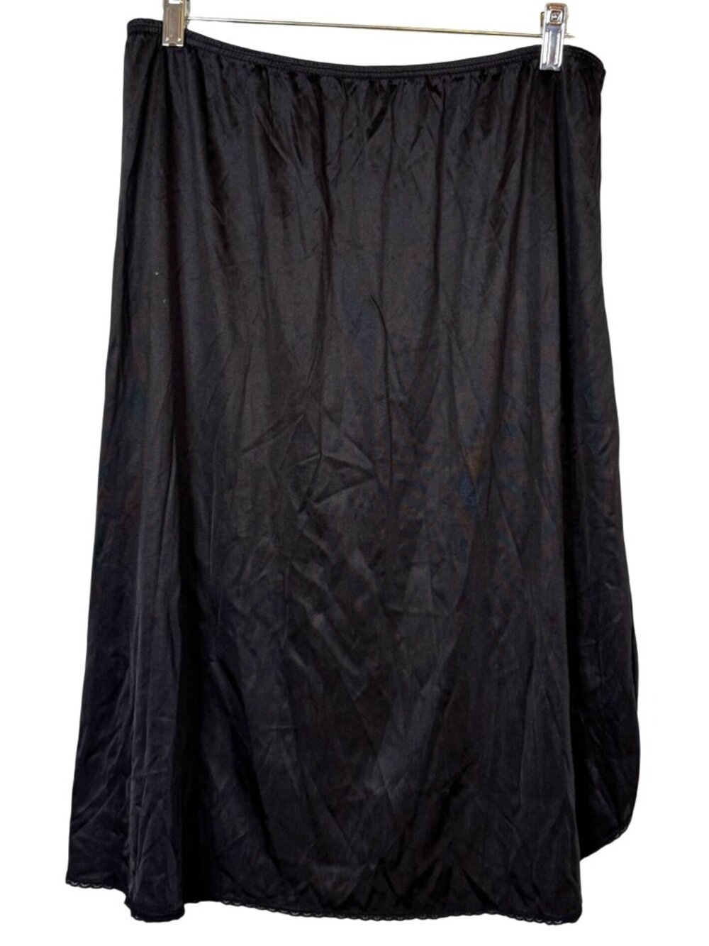 Vasarette 2XL Black Nylon Elastic Waist Half Slip Skirt Vintage Minimalist